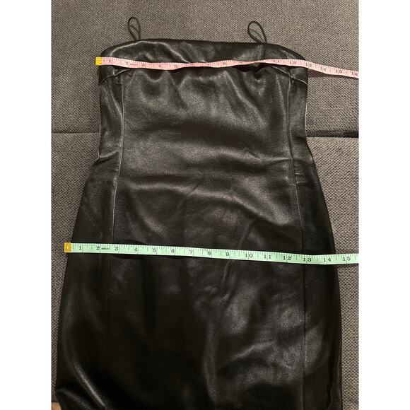 Alice + Olivia Kelly Strapless  Vegan Leather Mini Dress US 0 Black Stretch - Picture 10 of 14